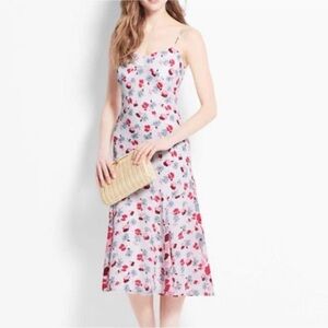 Ann Taylor Spaghetti Strap Slip Fit & Flare Floral Maxi Dress Sz 12 wedding chic